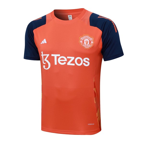 Camiseta Entrenamiento Manchester United 2024-25 Naranja Azul